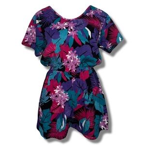 Vintage Tropical Floral Print Romper